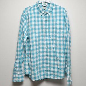 J. CREW BLUE/WHITE PLAID SLIM FIT BUTTON SHIRT XL